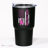 Back The Pink Breast Cancer Awareness American US Flag Tumbler thumb 0