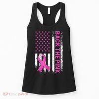 Back The Pink Breast Cancer Awareness American US Flag Women's Tank Top thumb 0