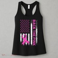 Back The Pink Breast Cancer Awareness American US Flag Women's Tank Top thumb 3