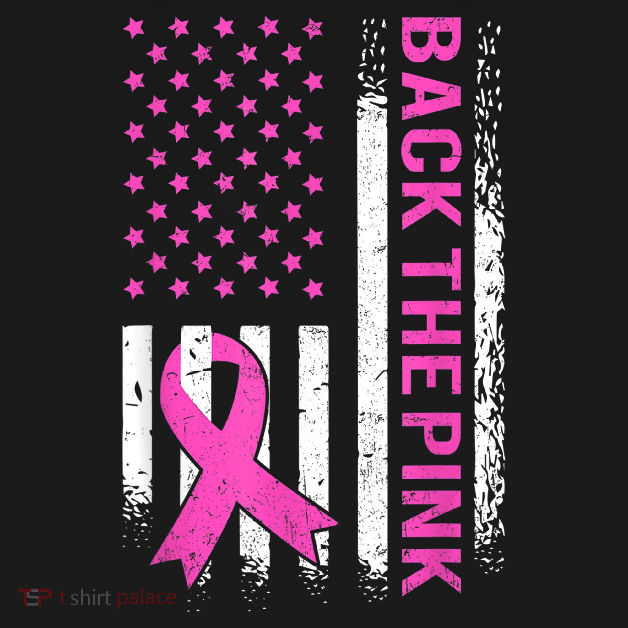 Back The Pink Breast Cancer Awareness American US Flag Women's Tank Top