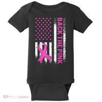 Back The Pink Breast Cancer Awareness American US Flag Baby Bodysuit thumb 0