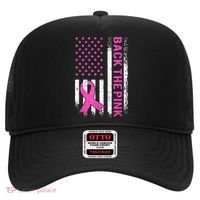 Back The Pink Breast Cancer Awareness American US Flag Hat thumb 0