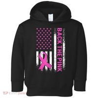 Back The Pink Breast Cancer Awareness American US Flag Toddler Hoodie thumb 0