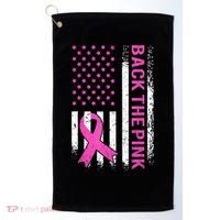 Back The Pink Breast Cancer Awareness American US Flag Golf Towel thumb 0