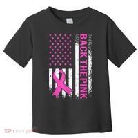 Back The Pink Breast Cancer Awareness American US Flag Toddler T-Shirt thumb 0