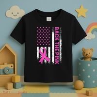 Back The Pink Breast Cancer Awareness American US Flag Toddler T-Shirt thumb 3