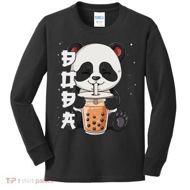 Bubble Tea Panda Boba Tea Kids Long Sleeve Shirt