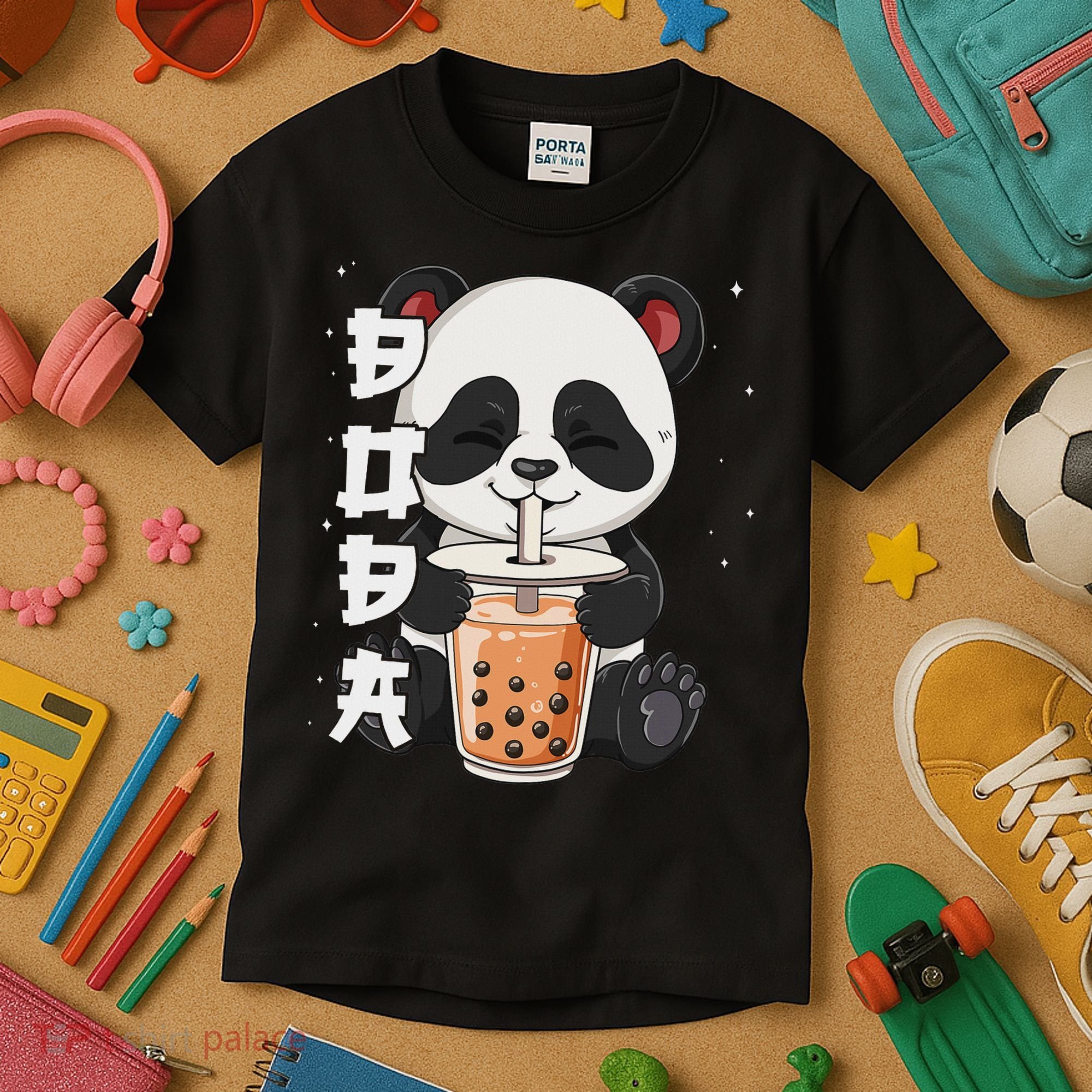 Bubble Tea Panda Boba Tea Kids T-Shirt