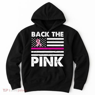 Back The Pink Breast Cancer Awareness Thin Line Hoodie