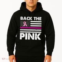 Back The Pink Breast Cancer Awareness Thin Line Hoodie thumb 2
