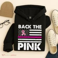 Back The Pink Breast Cancer Awareness Thin Line Hoodie thumb 4