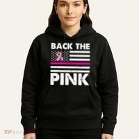 Back The Pink Breast Cancer Awareness Thin Line Hoodie thumb 5