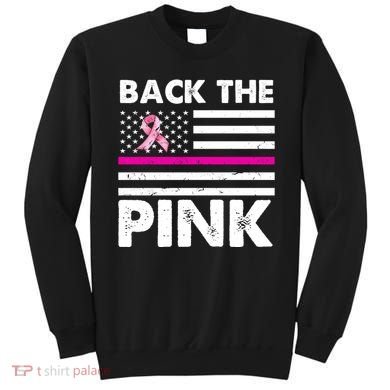 Back The Pink Breast Cancer Awareness Thin Line Sweatshirt