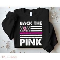 Back The Pink Breast Cancer Awareness Thin Line Sweatshirt thumb 2