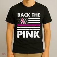Back The Pink Breast Cancer Awareness Thin Line T-Shirt thumb 3