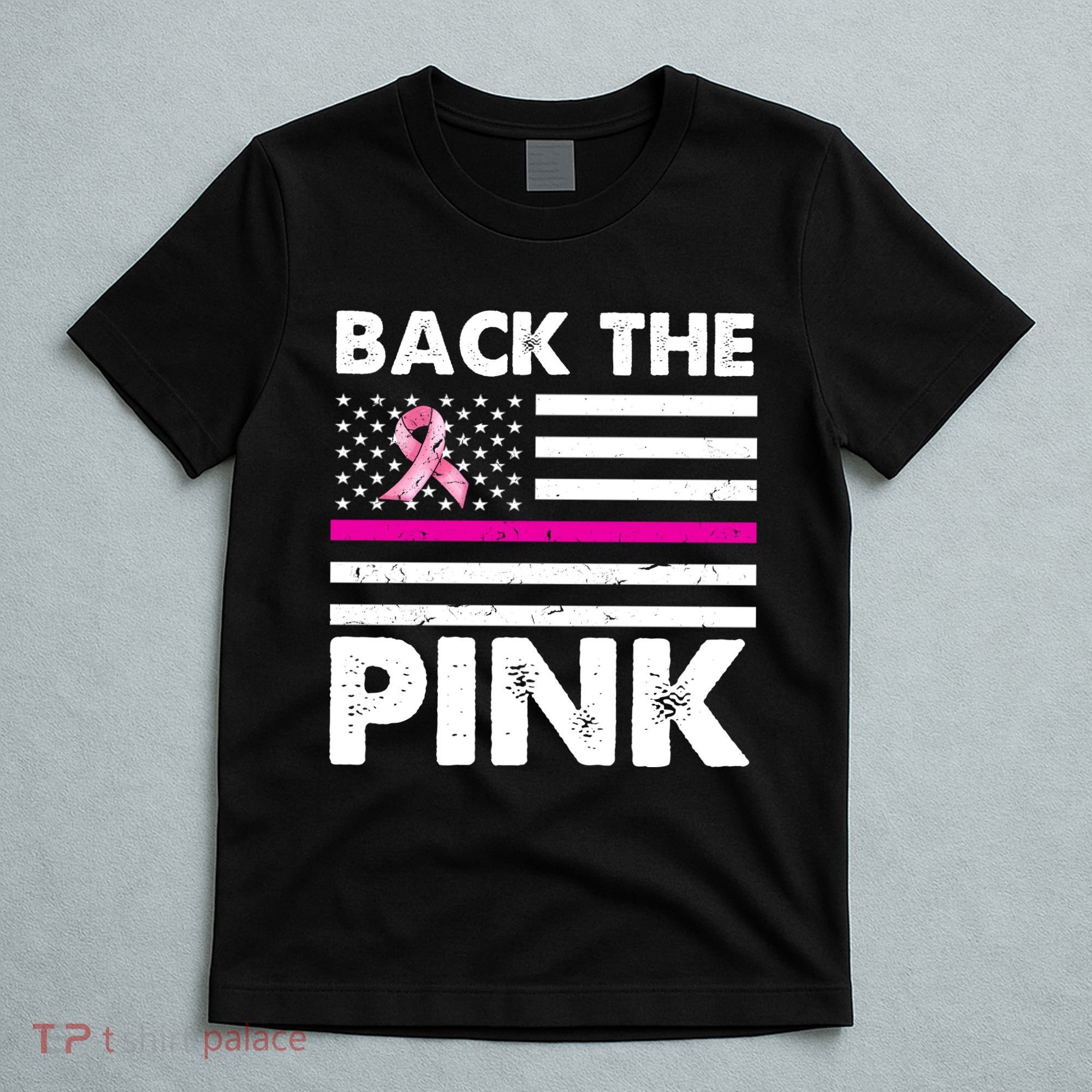 Back The Pink Breast Cancer Awareness Thin Line T-Shirt