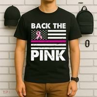 Back The Pink Breast Cancer Awareness Thin Line T-Shirt thumb 6