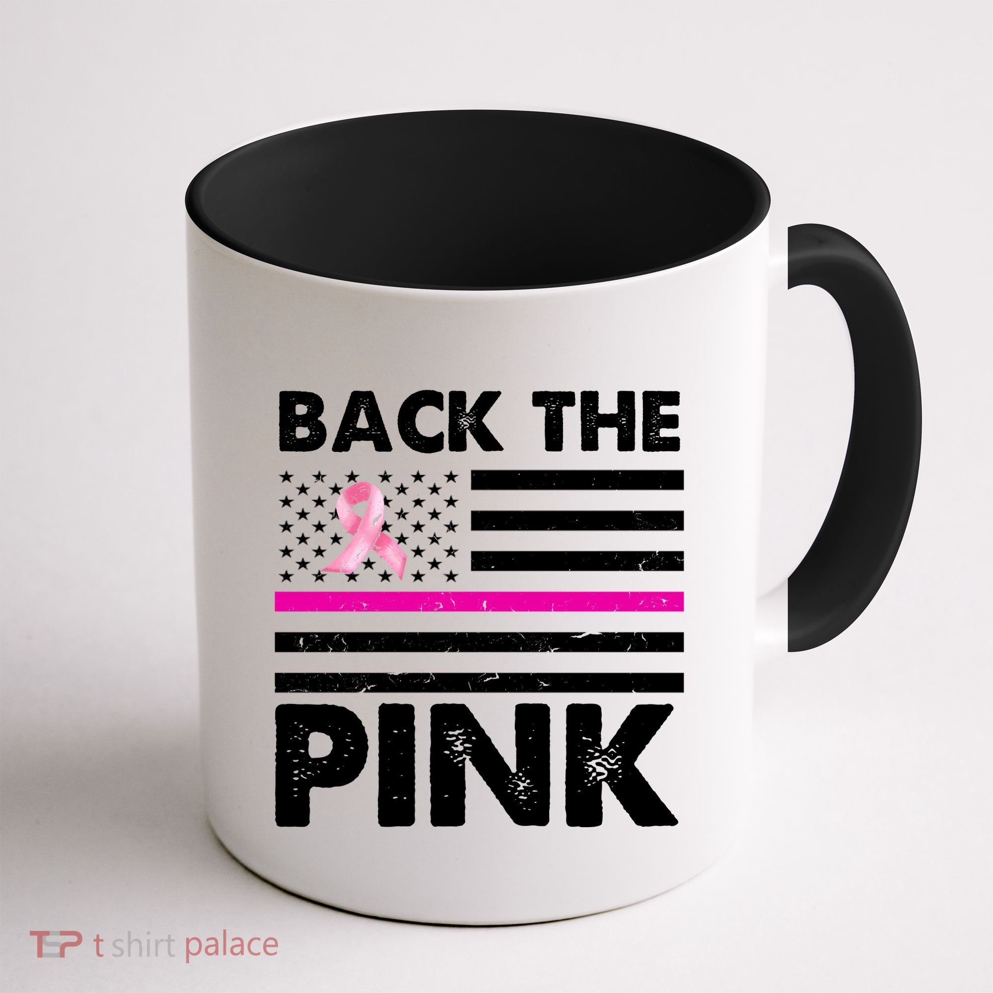 Back The Pink Breast Cancer Awareness Thin Line Coffee Mug