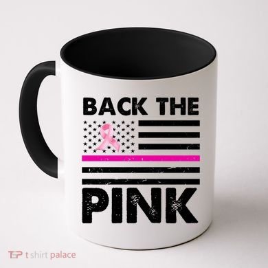 Back The Pink Breast Cancer Awareness Thin Line Coffee Mug