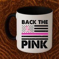 Back The Pink Breast Cancer Awareness Thin Line Coffee Mug thumb 2