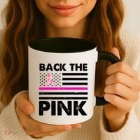 Back The Pink Breast Cancer Awareness Thin Line Coffee Mug thumb 3