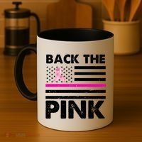 Back The Pink Breast Cancer Awareness Thin Line Coffee Mug thumb 4