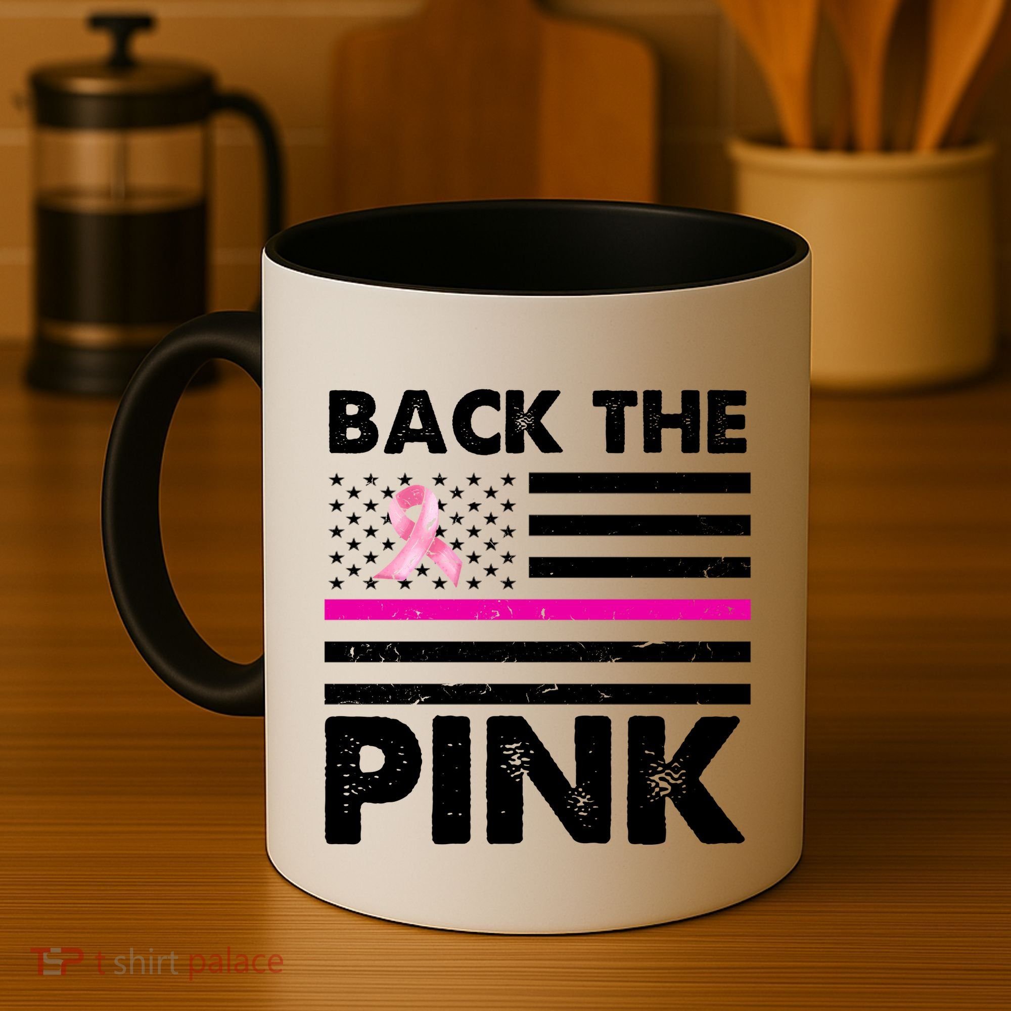 Back The Pink Breast Cancer Awareness Thin Line Coffee Mug