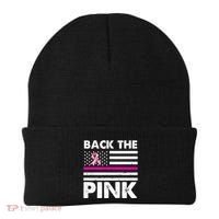 Back The Pink Breast Cancer Awareness Thin Line Beanie thumb 0