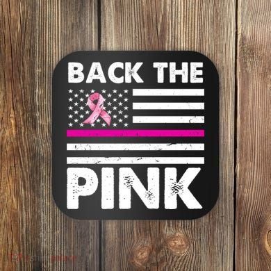 Back The Pink Breast Cancer Awareness Thin Line Coaster