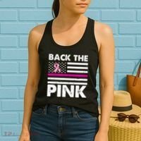 Back The Pink Breast Cancer Awareness Thin Line Women's Tank Top thumb 2