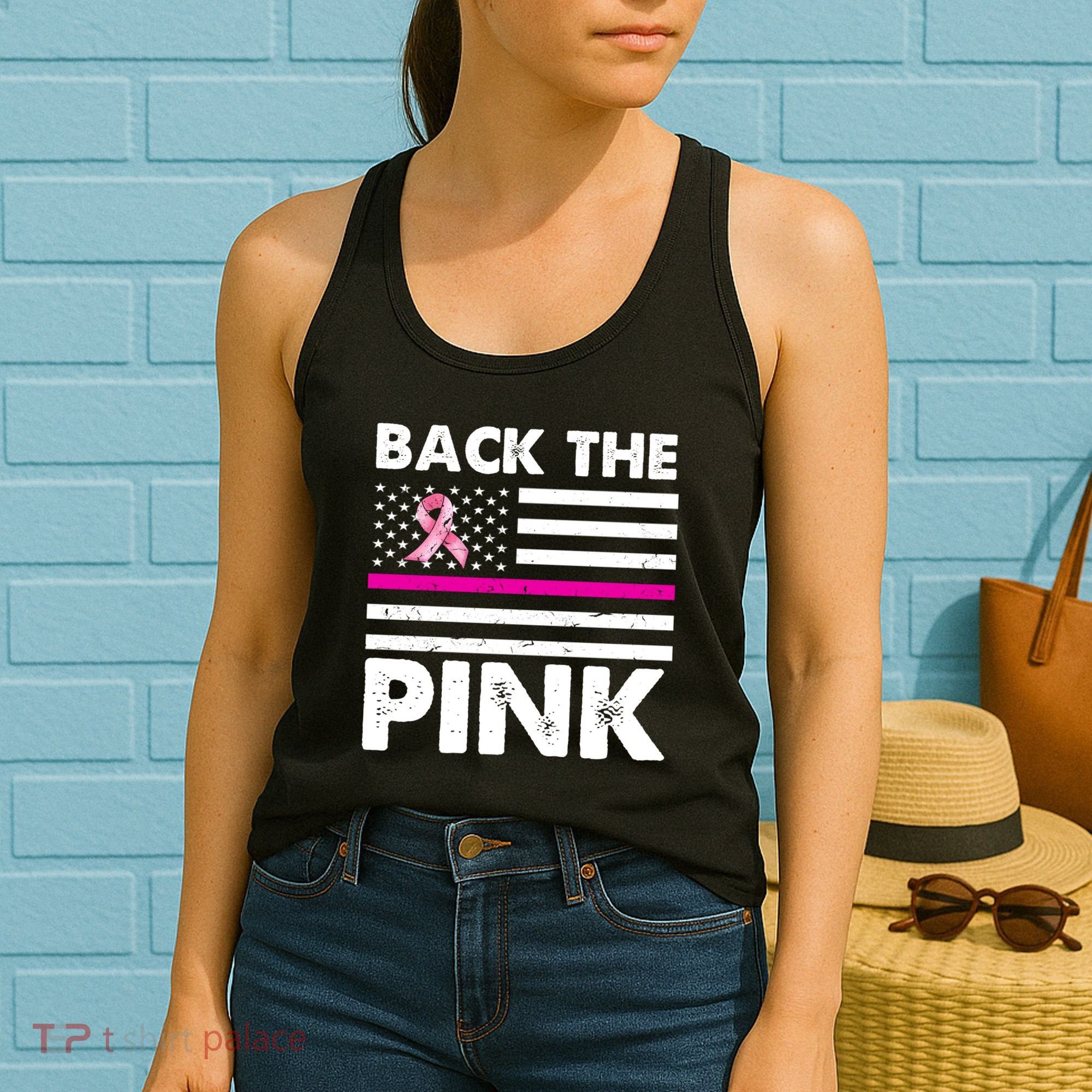 Back The Pink Breast Cancer Awareness Thin Line Women's Tank Top
