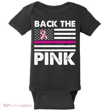Back The Pink Breast Cancer Awareness Thin Line Baby Bodysuit