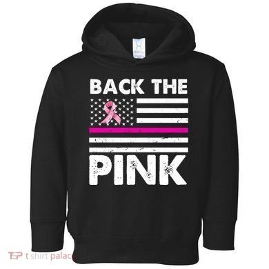 Back The Pink Breast Cancer Awareness Thin Line Toddler Hoodie