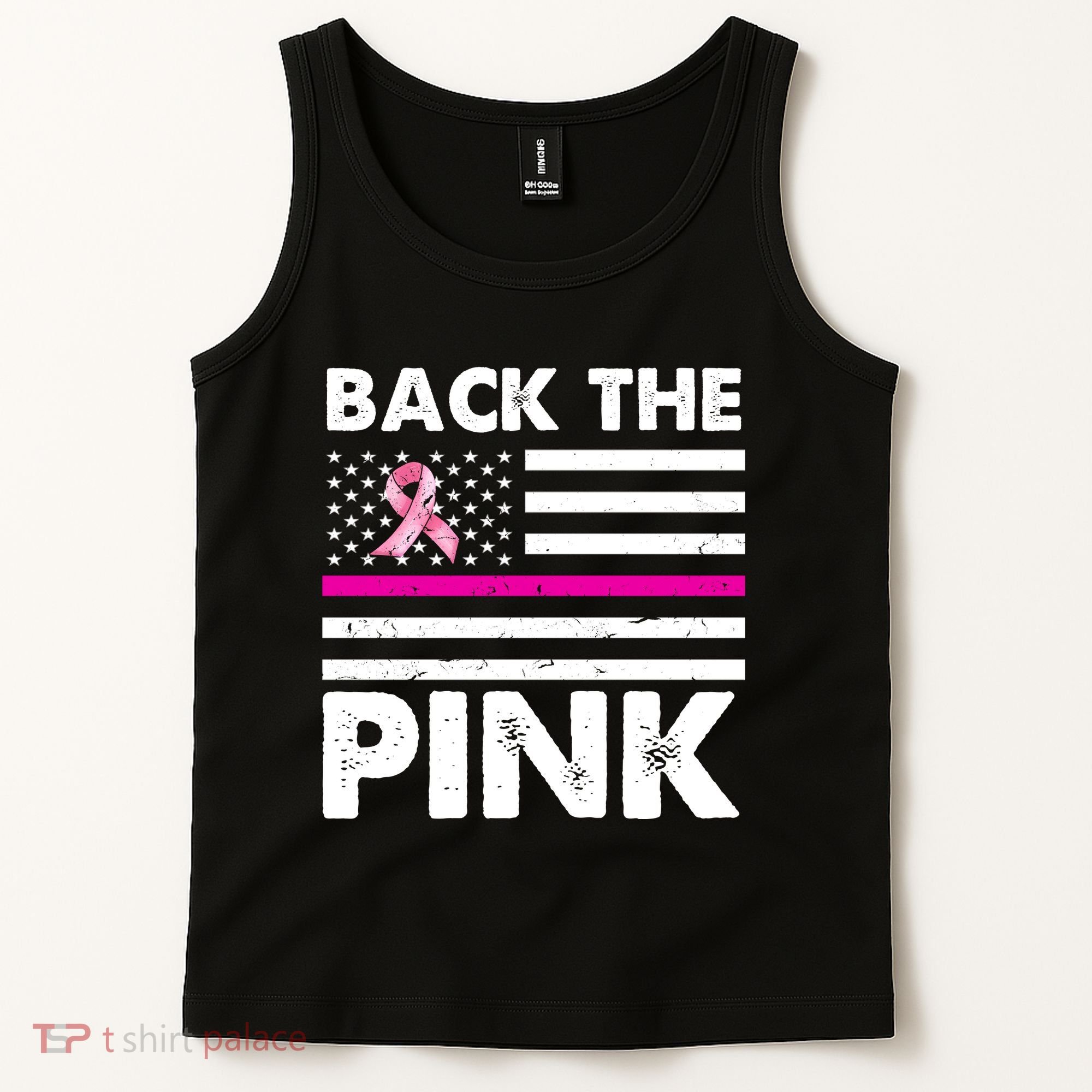 Back The Pink Breast Cancer Awareness Thin Line Tank Top