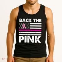 Back The Pink Breast Cancer Awareness Thin Line Tank Top thumb 3