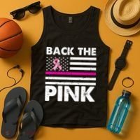 Back The Pink Breast Cancer Awareness Thin Line Tank Top thumb 4