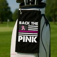 Back The Pink Breast Cancer Awareness Thin Line Golf Towel thumb 2