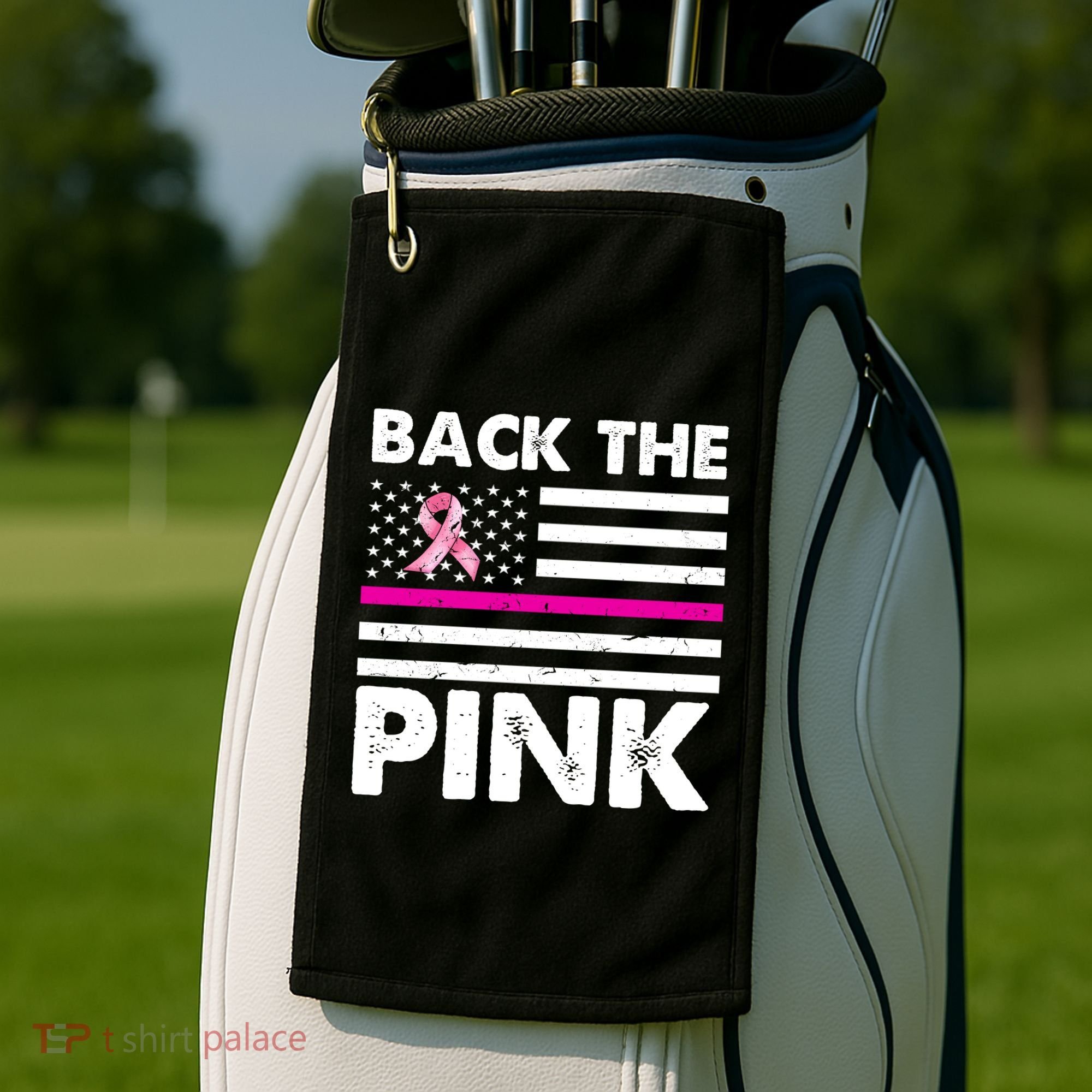 Back The Pink Breast Cancer Awareness Thin Line Golf Towel
