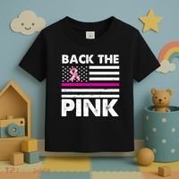 Back The Pink Breast Cancer Awareness Thin Line Toddler T-Shirt thumb 3