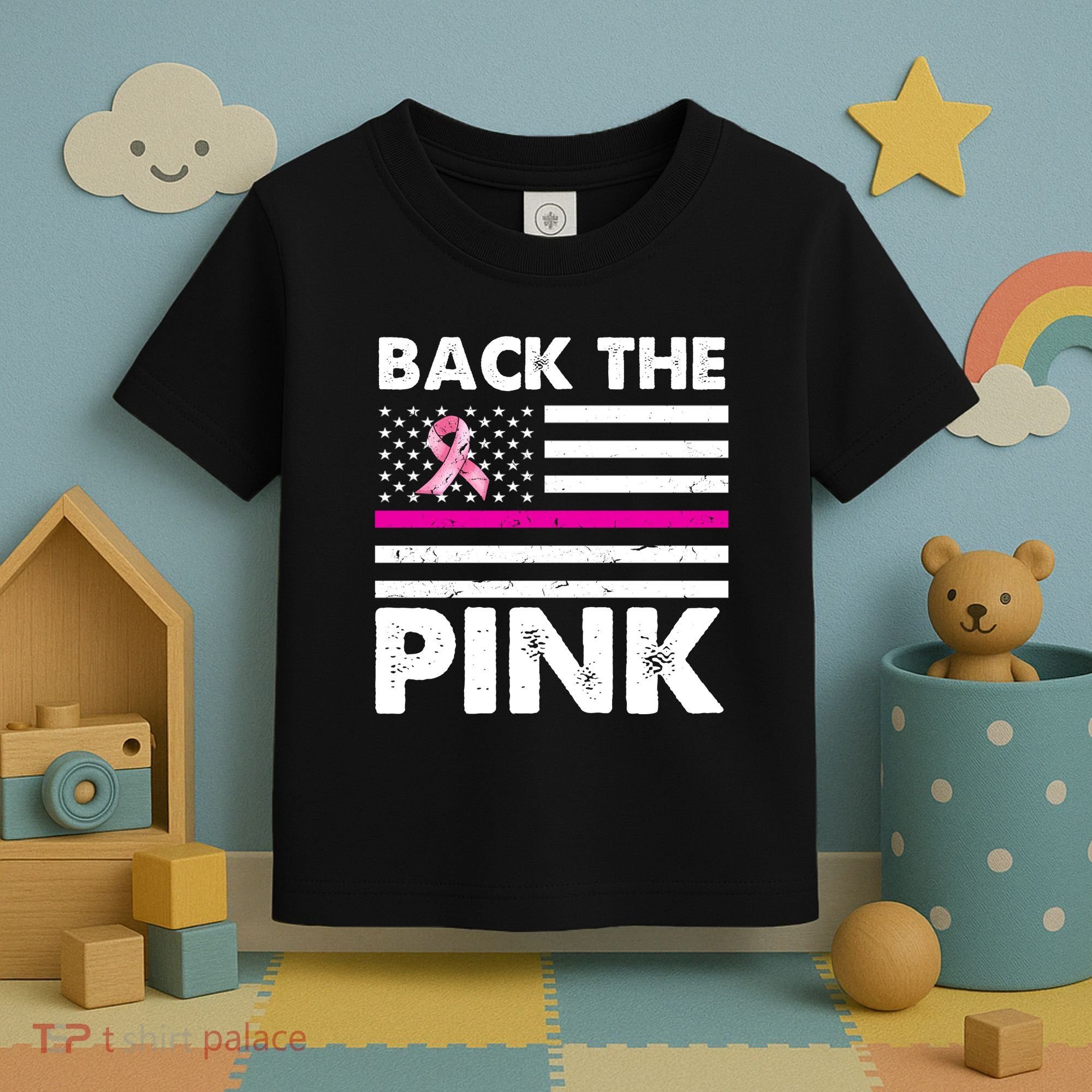 Back The Pink Breast Cancer Awareness Thin Line Toddler T-Shirt