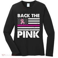 Back The Pink Breast Cancer Awareness Thin Line Women's Long Sleeve Shirt thumb 0