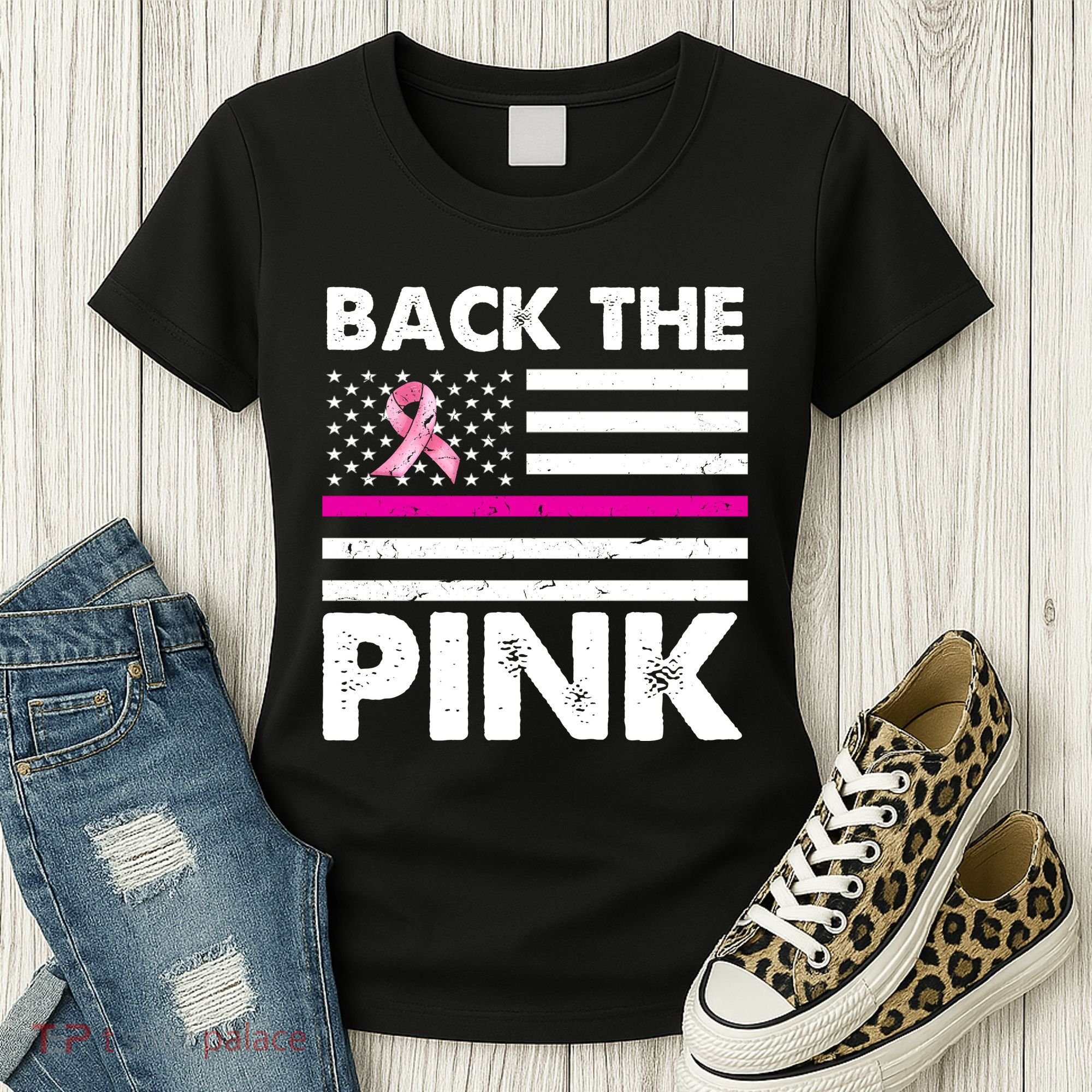 Back The Pink Breast Cancer Awareness Thin Line Women's T-Shirt