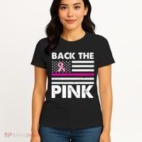Back The Pink Breast Cancer Awareness Thin Line Women's T-Shirt thumb 4