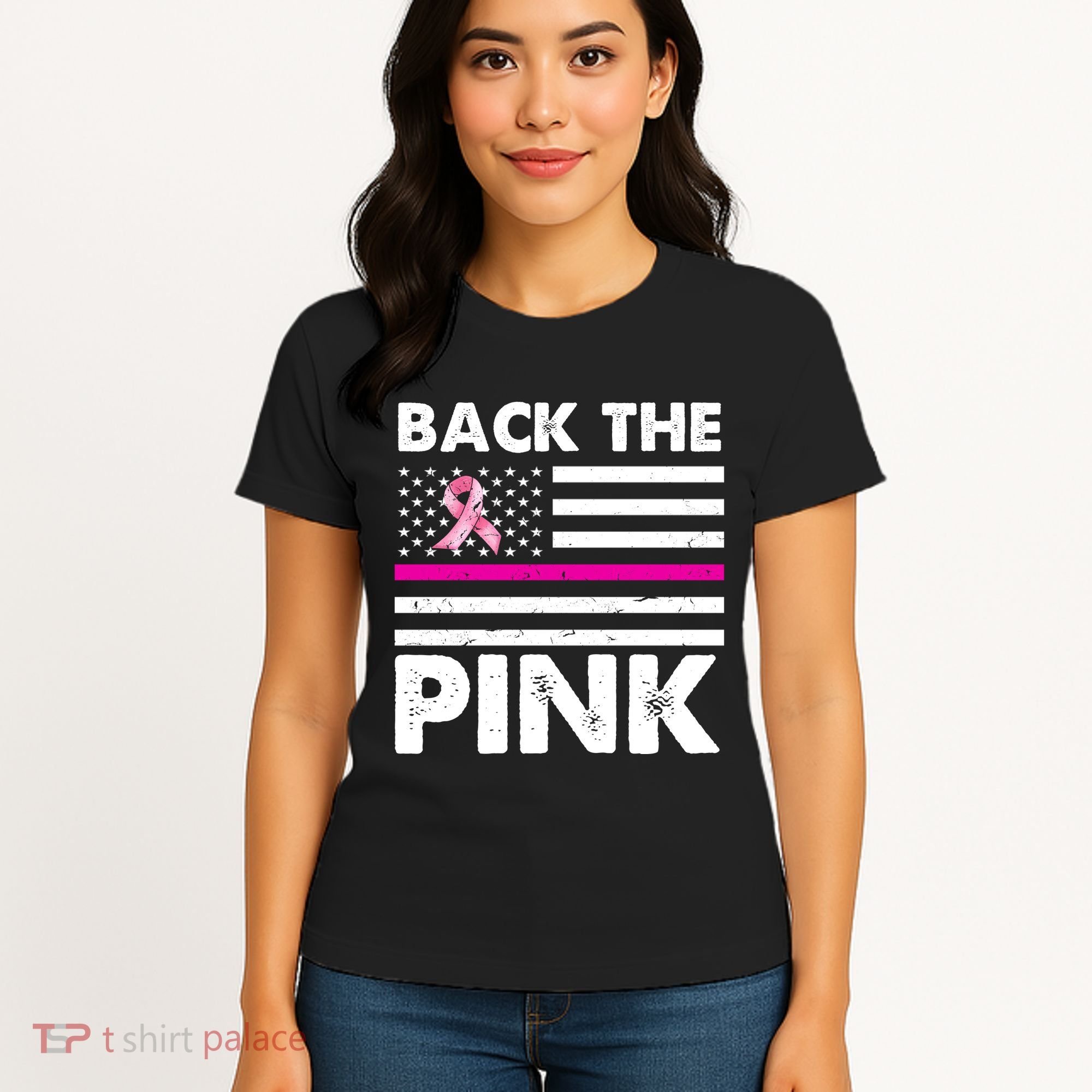 Back The Pink Breast Cancer Awareness Thin Line Women's T-Shirt