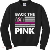 Back The Pink Breast Cancer Awareness Thin Line Kids Sweatshirt thumb 0