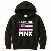 Back The Pink Breast Cancer Awareness Thin Line Kids Hoodie thumb 0