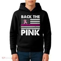 Back The Pink Breast Cancer Awareness Thin Line Kids Hoodie thumb 4