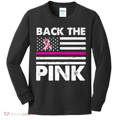 Back The Pink Breast Cancer Awareness Thin Line Kids Long Sleeve Shirt