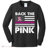 Back The Pink Breast Cancer Awareness Thin Line Kids Long Sleeve Shirt thumb 0