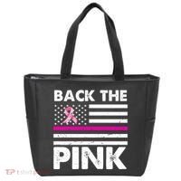 Back The Pink Breast Cancer Awareness Thin Line Tote Bag thumb 0